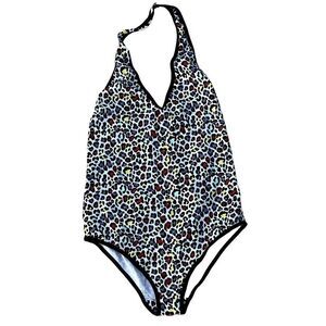 American Apparel Rainbow Cheetah Print Bodysuit Cotton Size M